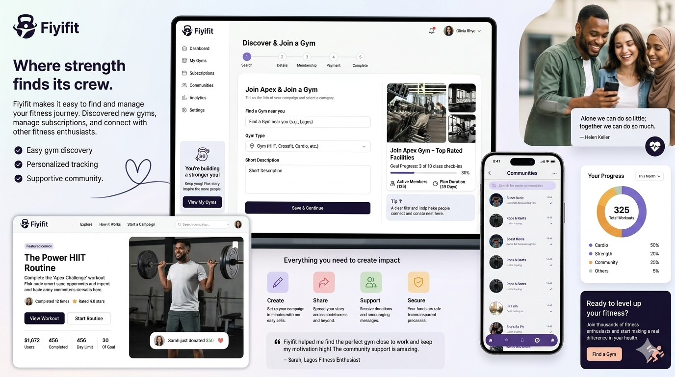 FiyiFit mobile gym discovery UI design